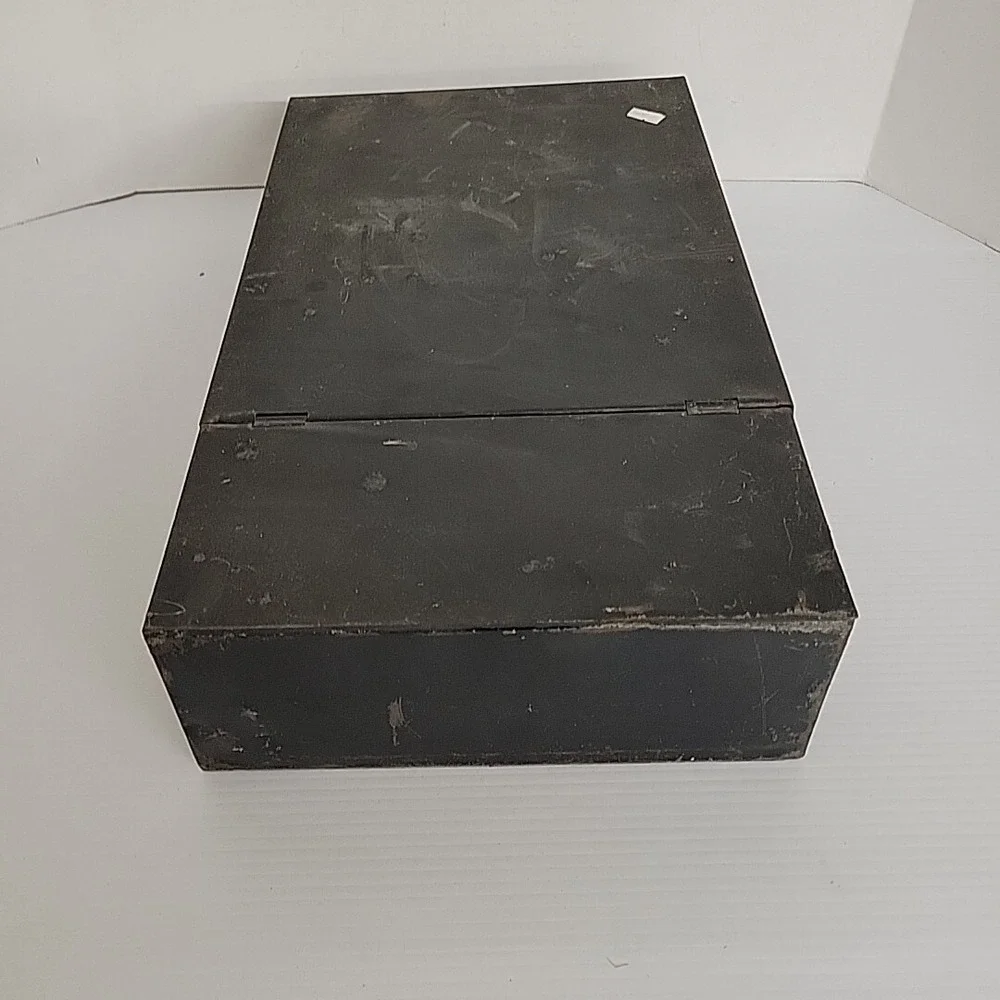 Vintage Metal Strongbox‎ Bank Safe Deposit File Cabinet Box